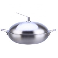 TRI-PLY stainless steel non-stick honey comb frying wok with two handle