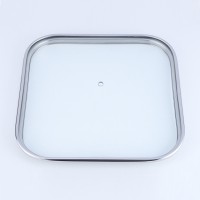 Seamless stainless steel rim square G type pots lid glass cover