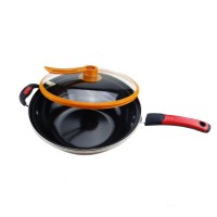 high quality enamel coated cast iron flat bottom wok