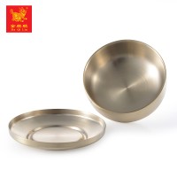 high quality circular golden large capacity stainless steel salad bowl with lid