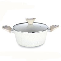 customized forged marble stone coating cooking pot aluminum sauce pot