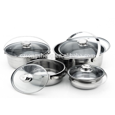 4 Piece Stainless Steel Pot Cookware Set with Glass Lid