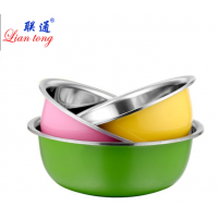 Multi color stainless steel washing basin deep mixing bowl