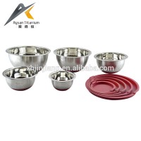 3-5 Piece red blue black stainless steel non-slip mixing bowls with lids