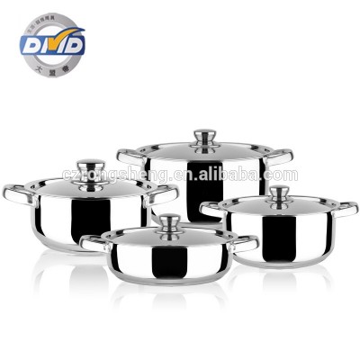 Hot sale multi-function cooking pot stainless steel circular arc soup pot sets with lid for wholesale