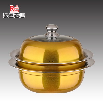 Hot sale golden colorful stainless steel food steamer the flying saucer pot with lid