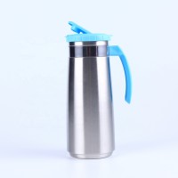 Korea style 1.3L mini stainless steel milk water jug with PP side handle for restaurant use