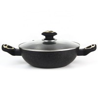 Forged aluminum induction two handle wok pan cooking pot